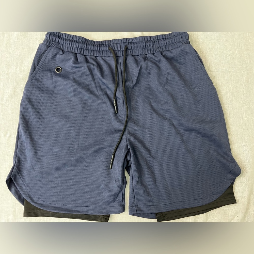 Sandbank Running Mesh Athletic Workout Shorts 2 In 1‎ Quick Dry Liner Pockets M